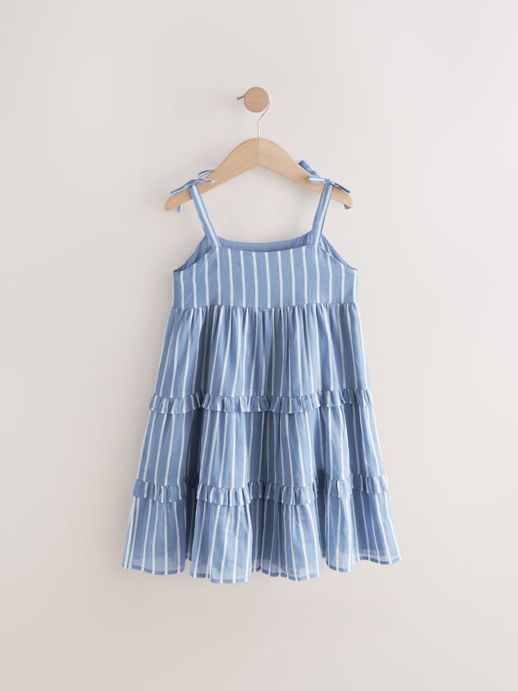 Blue Ticking Stripe 100% Cotton Sundress - Image 2 of 4