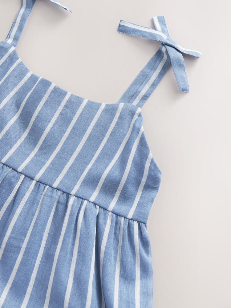 Blue Ticking Stripe 100% Cotton Sundress - Image 4 of 4