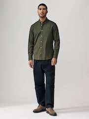 Khaki Green Stretch Oxford Long Sleeve Shirt - Image 2 of 7