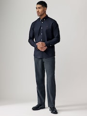 Navy Blue Stretch Oxford Long Sleeve Shirt - Image 2 of 9