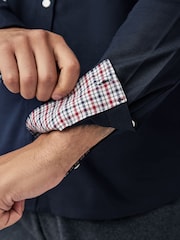 Navy Blue Stretch Oxford Long Sleeve Shirt - Image 5 of 9