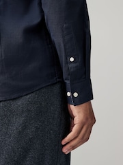 Navy Blue Stretch Oxford Long Sleeve Shirt - Image 6 of 9
