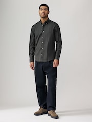 Charcoal Grey Stretch Oxford Long Sleeve Shirt - Image 2 of 7