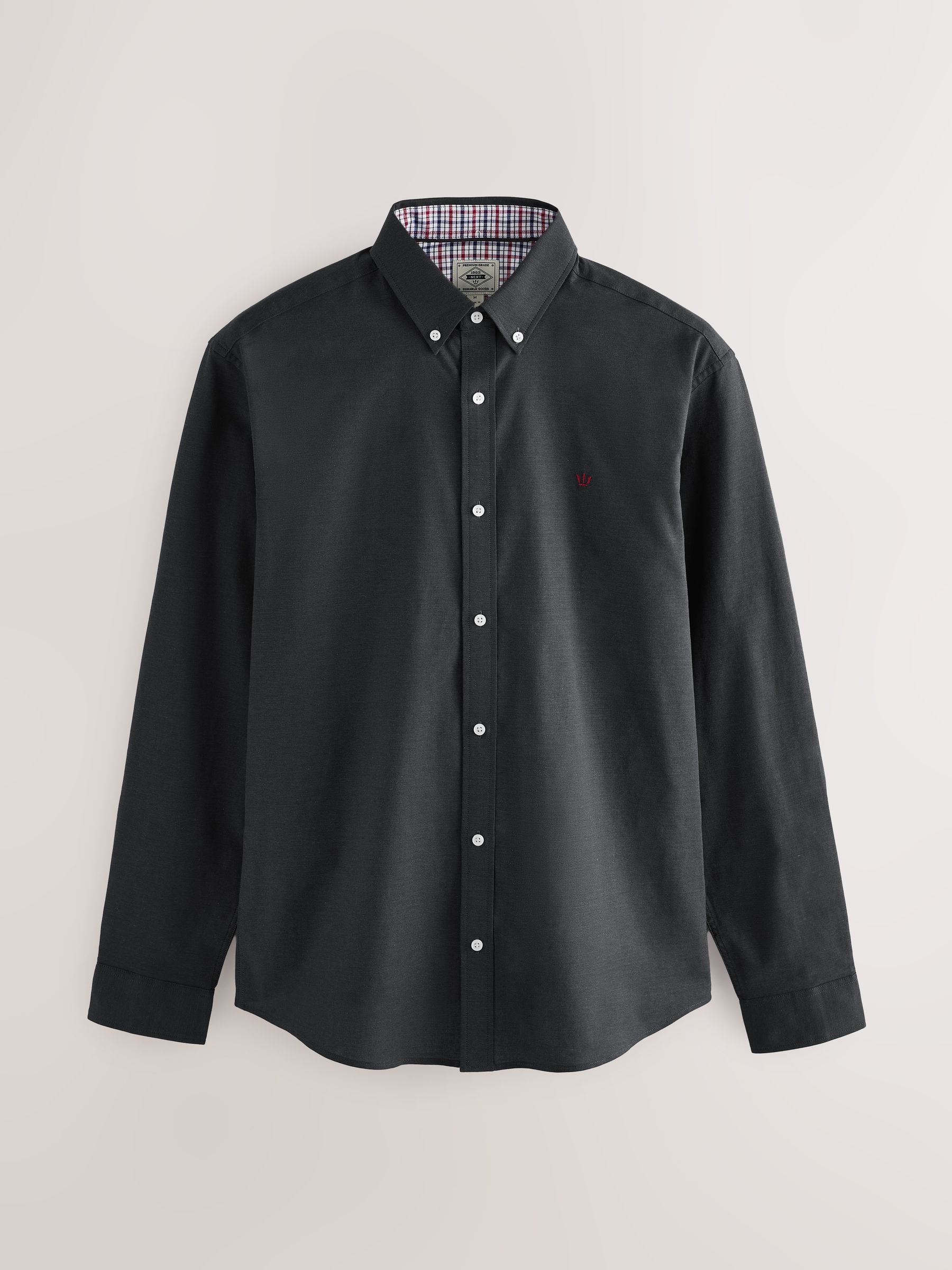 Buy Charcoal Grey Stretch Oxford Long Sleeve Shirt from Next