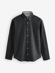 Charcoal Grey Stretch Oxford Long Sleeve Shirt - Image 5 of 7