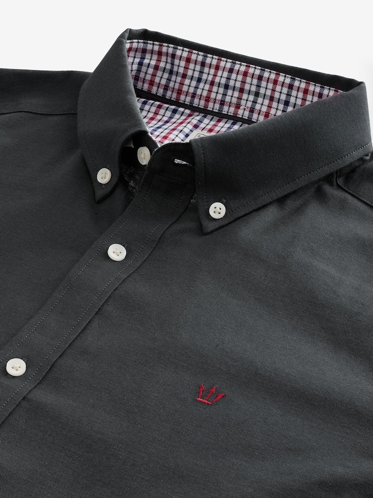Charcoal Grey Stretch Oxford Long Sleeve Shirt - Image 7 of 7
