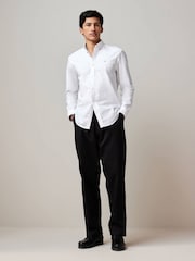 White Stretch Oxford Long Sleeve Shirt - Image 2 of 8