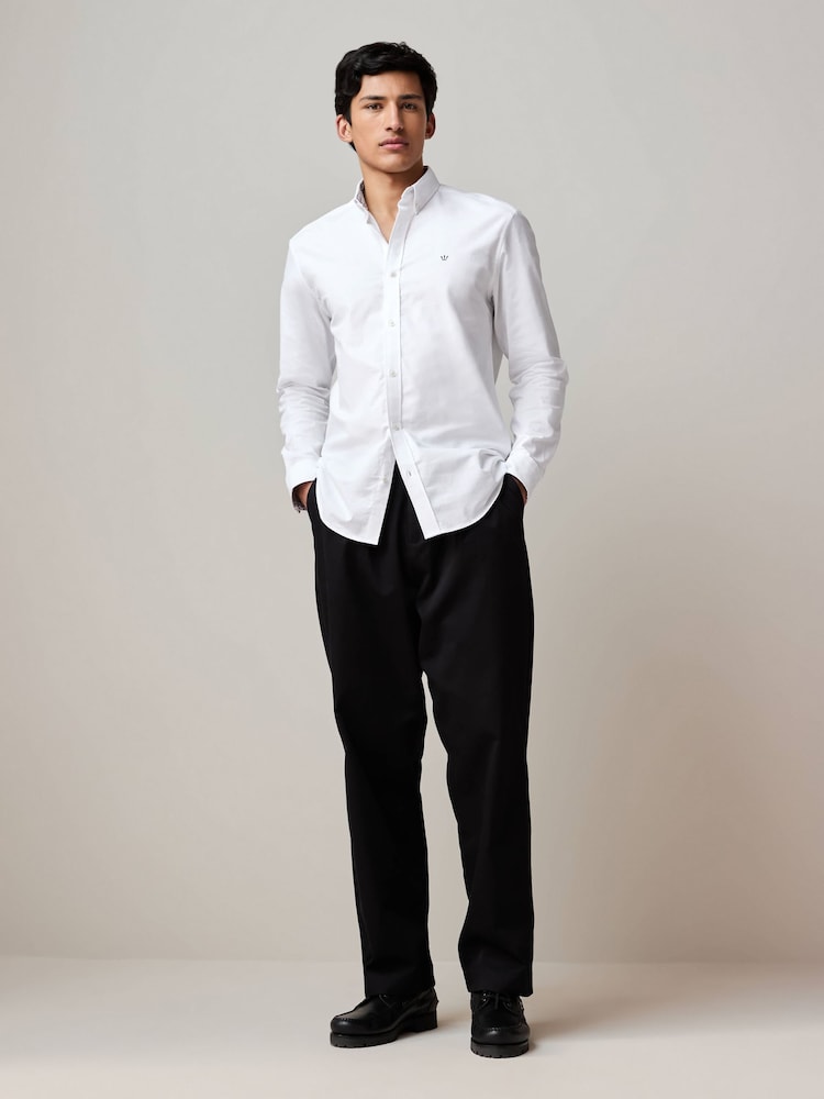White Stretch Oxford Long Sleeve Shirt - Image 2 of 8
