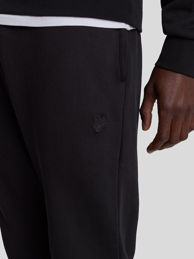 Lyle & Scott Black Tonal Eagle Skinny 100% Cotton Joggers - Image 2 of 5