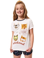 Harry Bear White Cat Weekend Short Pyjamas - Image 1 of 4