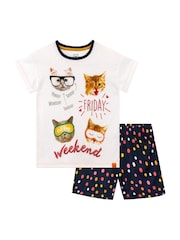 Harry Bear White Cat Weekend Short Pyjamas - Image 2 of 4