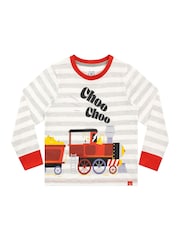 Harry Bear Grey Choo Choo Train Long Sleeve 100% Cotton Pyjamas - Image 2 of 5
