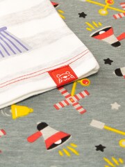 Harry Bear Grey Choo Choo Train Long Sleeve 100% Cotton Pyjamas - Image 5 of 5