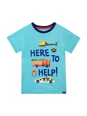 Harry Bear Blue Here To Help Rescue Cars T-Shirt - Image 1 of 3