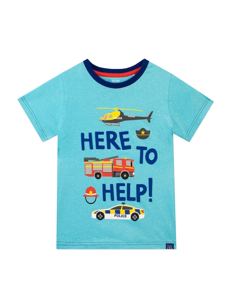 Harry Bear Blue Here To Help Rescue Cars T-Shirt - Image 1 of 3