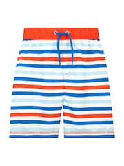 Harry Bear Blue Stripe Swim Shorts With Back Pocket - Image 1 of 3