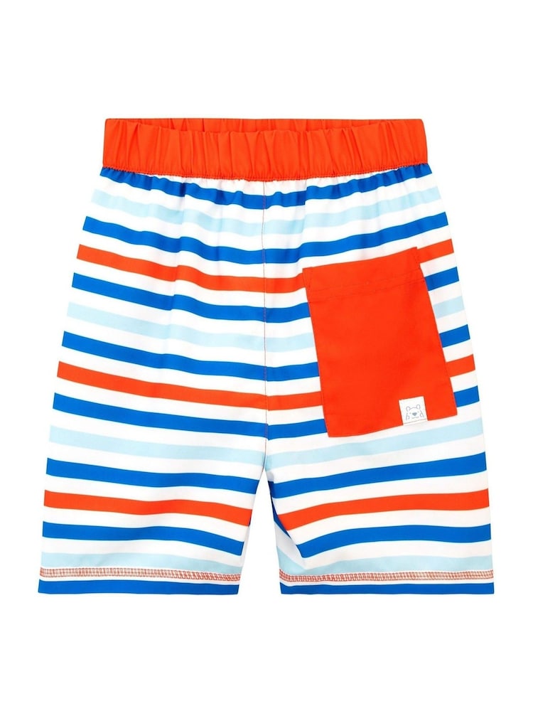 Harry Bear Blue Stripe Swim Shorts With Back Pocket - Image 2 of 3