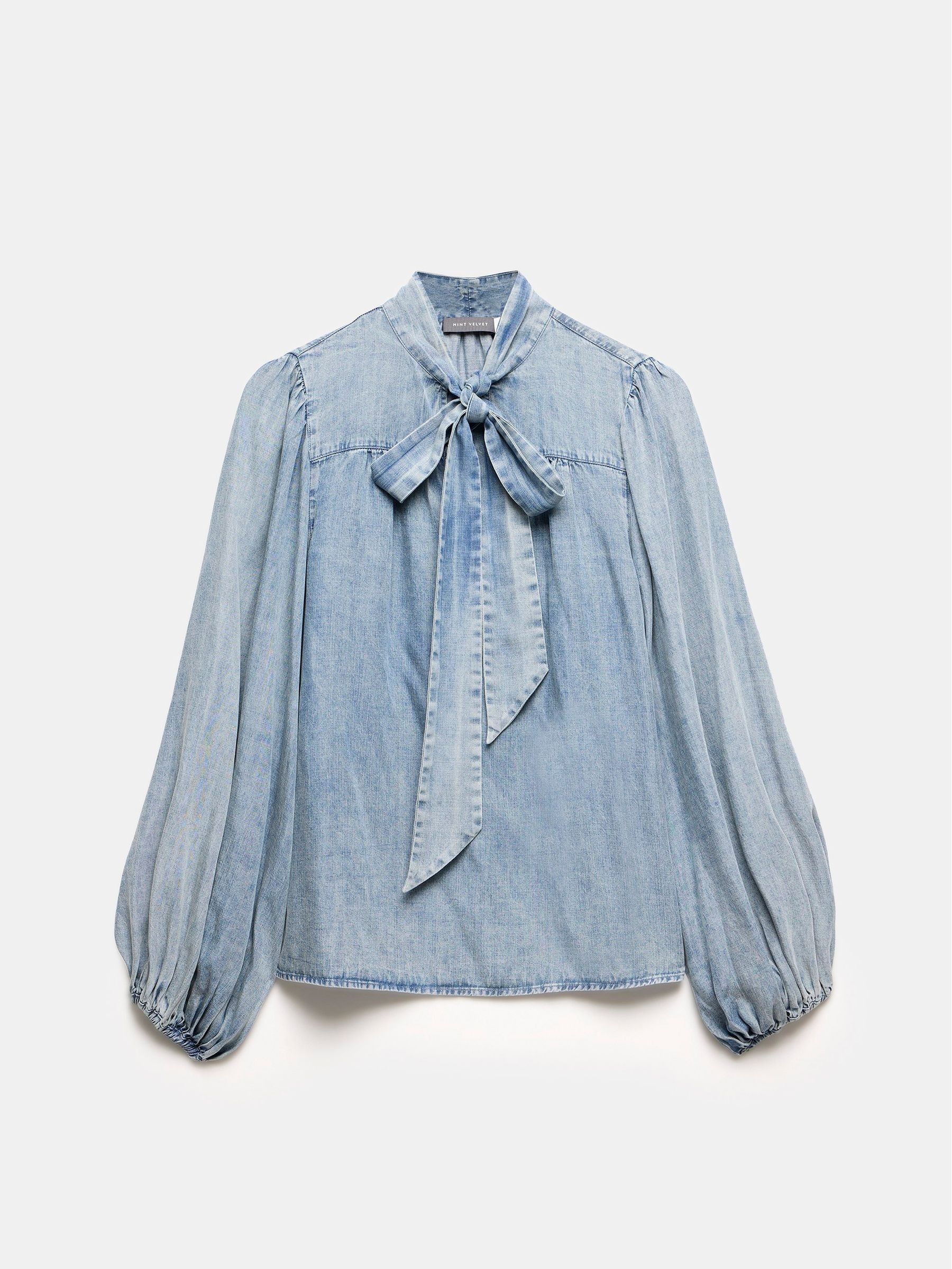 Buy Mint Velvet Blue Denim Bow Blouse from Next Luxembourg