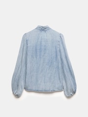Mint Velvet Blue Denim Bow Blouse - Image 4 of 4