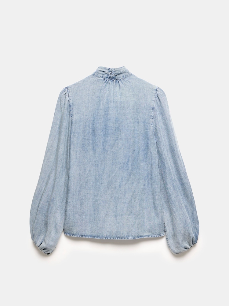 Mint Velvet Blue Denim Bow Blouse - Image 4 of 4