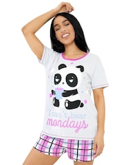 بيجامة قصيرة قطن 100% مُزيّنة بعبارة I Cant Bear Mondays من Harry Bear - صورة 2 من 2