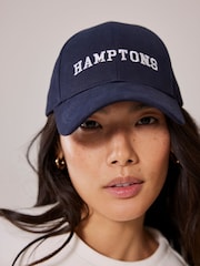 Mint Velvet Blue 100% Cotton Hamptons Slogan Cap - Image 1 of 3
