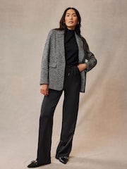Mint Velvet Black Satin Wide Trousers - Image 1 of 4
