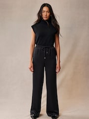 Mint Velvet Black Satin Wide Trousers - Image 2 of 4