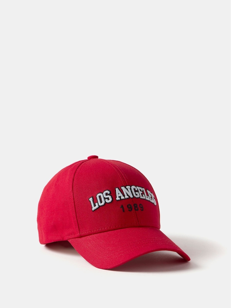 Mint Velvet Red Los Angeles Slogan 100% Cotton Cap - Image 1 of 2