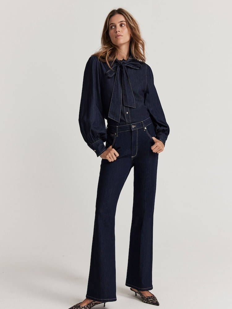 Mint Velvet Blue Flare Jeans - Image 1 of 4