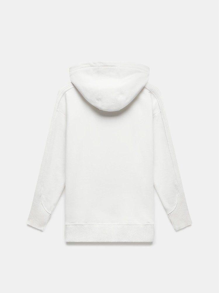 Mint Velvet White Cream Knit Cotton Blend Hoodie - Image 4 of 4