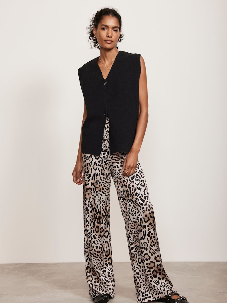 Mint Velvet Grey Animal Print Wide Leg Trousers - Image 1 of 8 Mint Velvet Grey Animal Print Wide Leg Trousers - Image 1 of 8