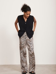 Mint Velvet Grey Animal Print Wide Leg Trousers - Image 2 of 8