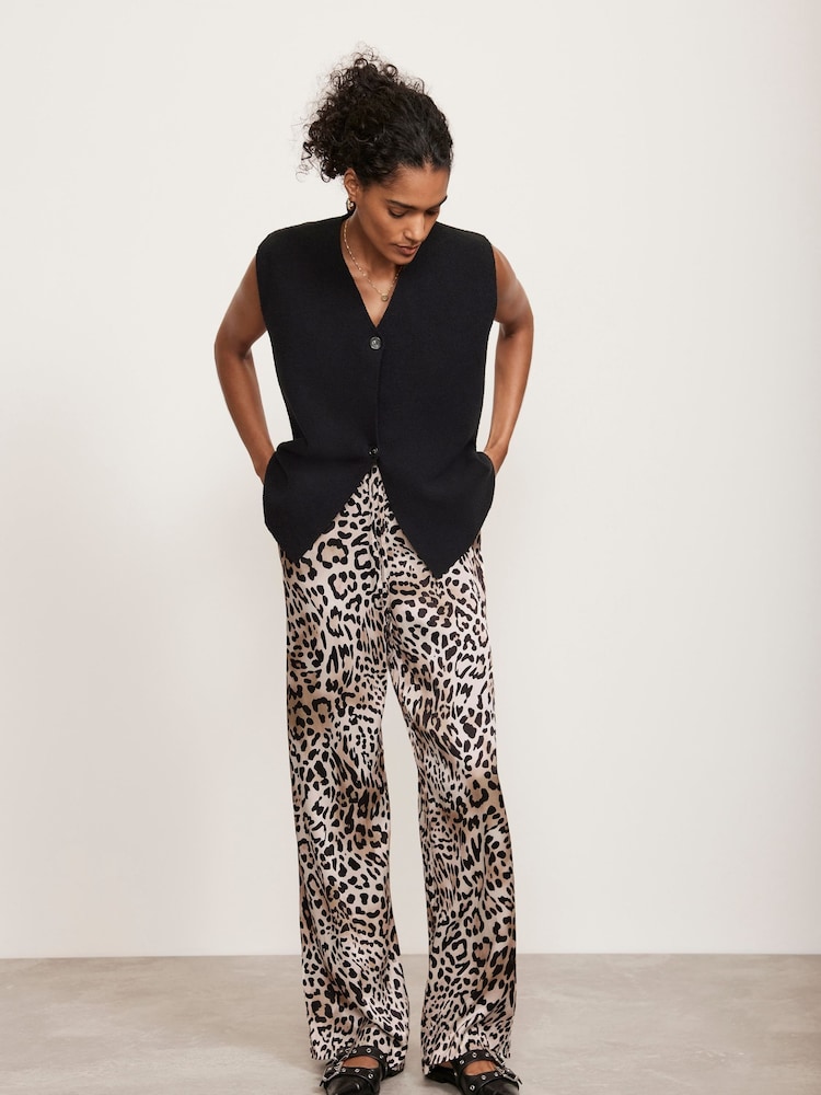 Mint Velvet Grey Animal Print Wide Leg Trousers - Image 2 of 8