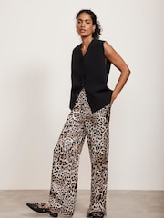 Mint Velvet Grey Animal Print Wide Leg Trousers - Image 5 of 8