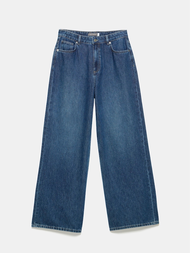 Mint Velvet Blue Supersoft Wide 100% Cotton Jeans - Image 3 of 4