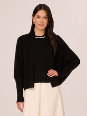 Adrianna Papell Short Cocoon Cardigan With Long Sleeves And Ribbed Cuffs - Image 1 of 7