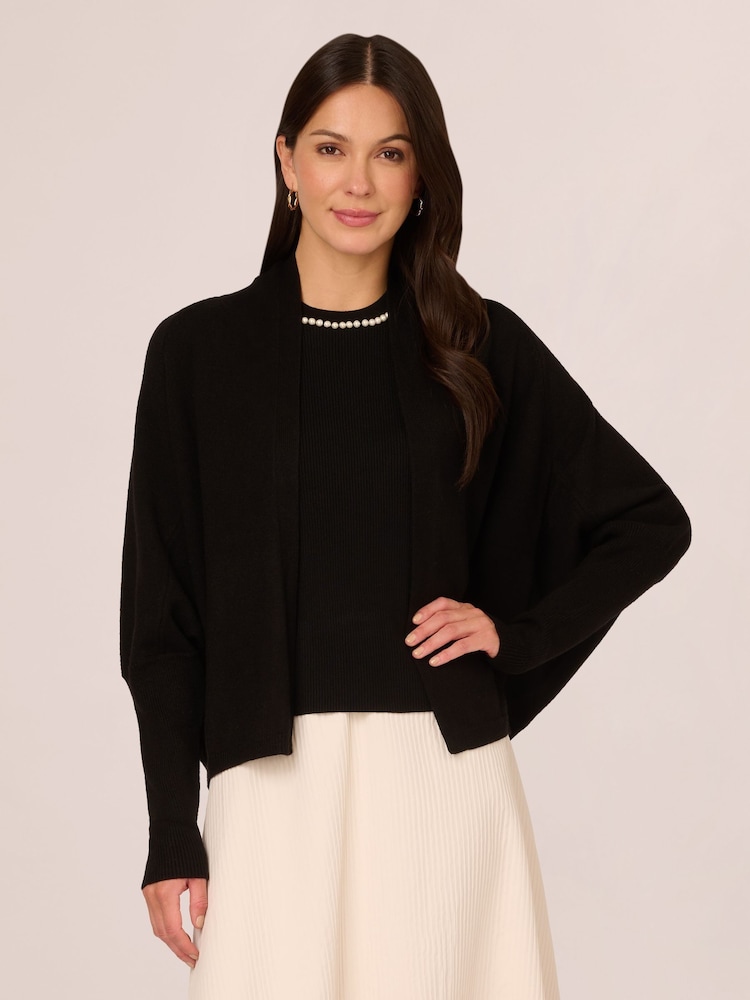 Adrianna Papell Short Cocoon Cardigan With Long Sleeves And Ribbed Cuffs - Image 1 of 7