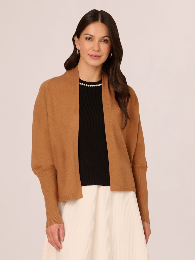 Adrianna Papell Short Cocoon Cardigan With Long Sleeves And Ribbed Cuffs - Image 1 of 7