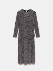 Mint Velvet Black Spot Print Ruffle Midi Dress - Image 3 of 4