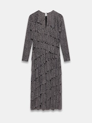 Mint Velvet Black Spot Print Ruffle Midi Dress - Image 4 of 4