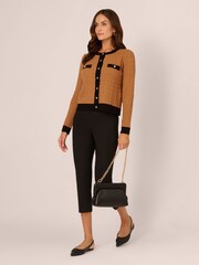 Adrianna Papell Lady Natural Like Col rond Contrast Cable Cardigan Chandail - Image 3 of 7
