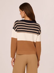 Adrianna Papell Dropped Shoulder Boat Neck Colour Blocked Long Sleeve Sweater - Image 2 of 7