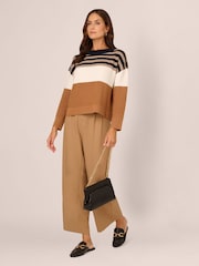 Adrianna Papell Dropped Shoulder Boat Neck Colour Blocked Long Sleeve Sweater - Image 3 of 7