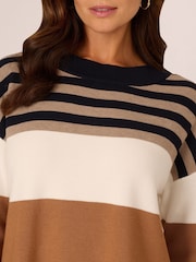 Adrianna Papell Dropped Shoulder Boat Neck Colour Blocked Long Sleeve Sweater - Image 4 of 7