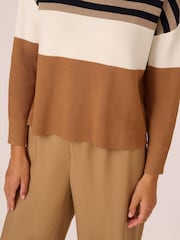Adrianna Papell Dropped Shoulder Boat Neck Colour Blocked Long Sleeve Sweater - Image 5 of 7