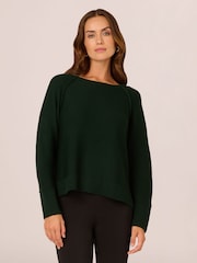 Adrianna Papell Exposed Seam Seed Stitch Sweater With Long Raglan Sleeves - Image 1 of 6