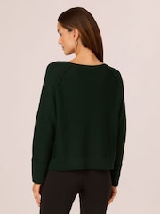 Adrianna Papell Exposed Seam Seed Stitch Sweater With Long Raglan Sleeves - Image 2 of 6