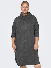 ONLY Curve Grey Roll Neck Knitted Jumper Dress - Image 1 of 6