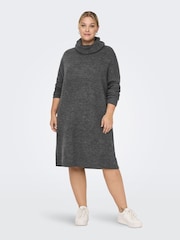 ONLY Curve Grey Roll Neck Knitted Jumper Dress - Image 3 of 6